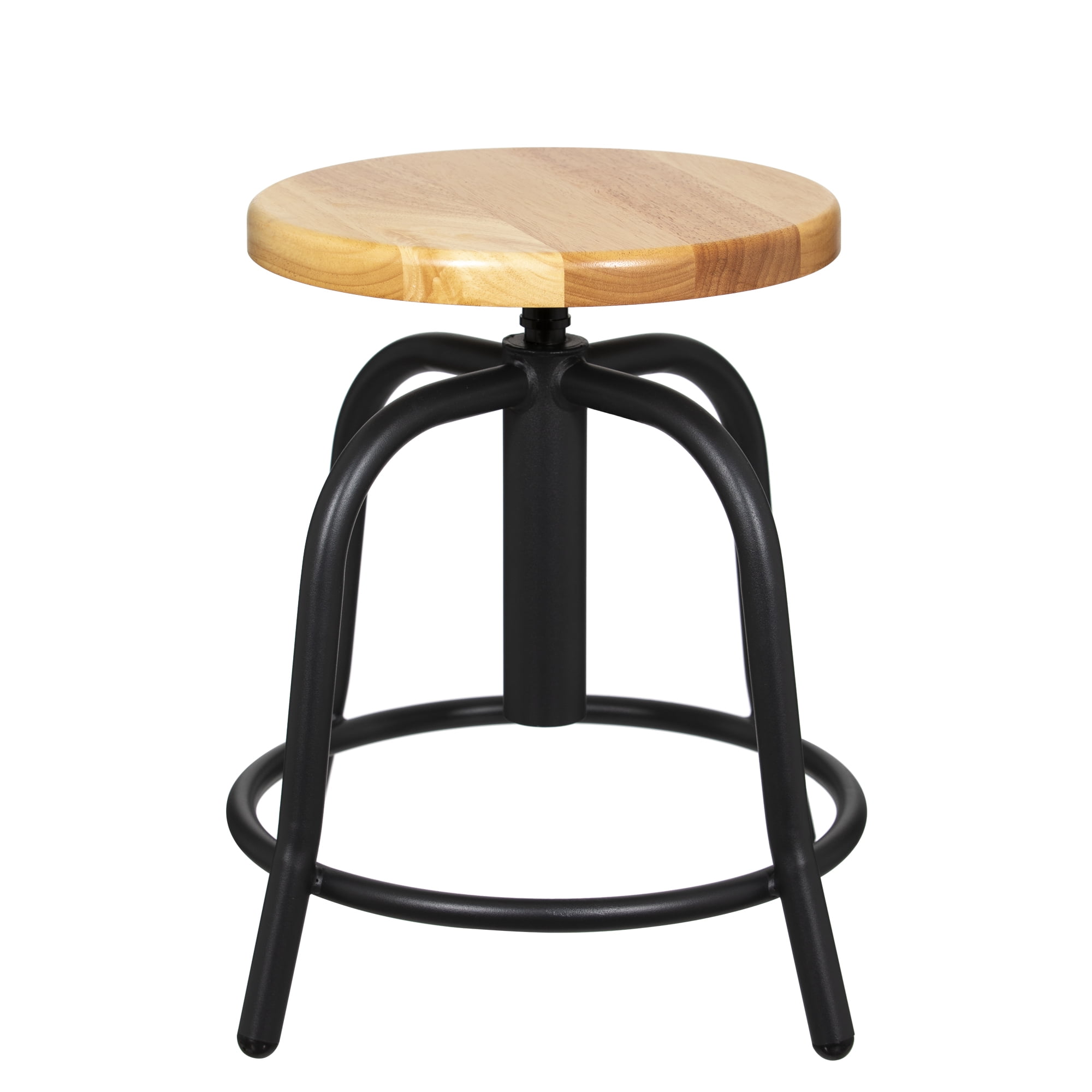 Hampden Furnishings Vince Collection Swivel Stool with Wood Seat, Black Frame