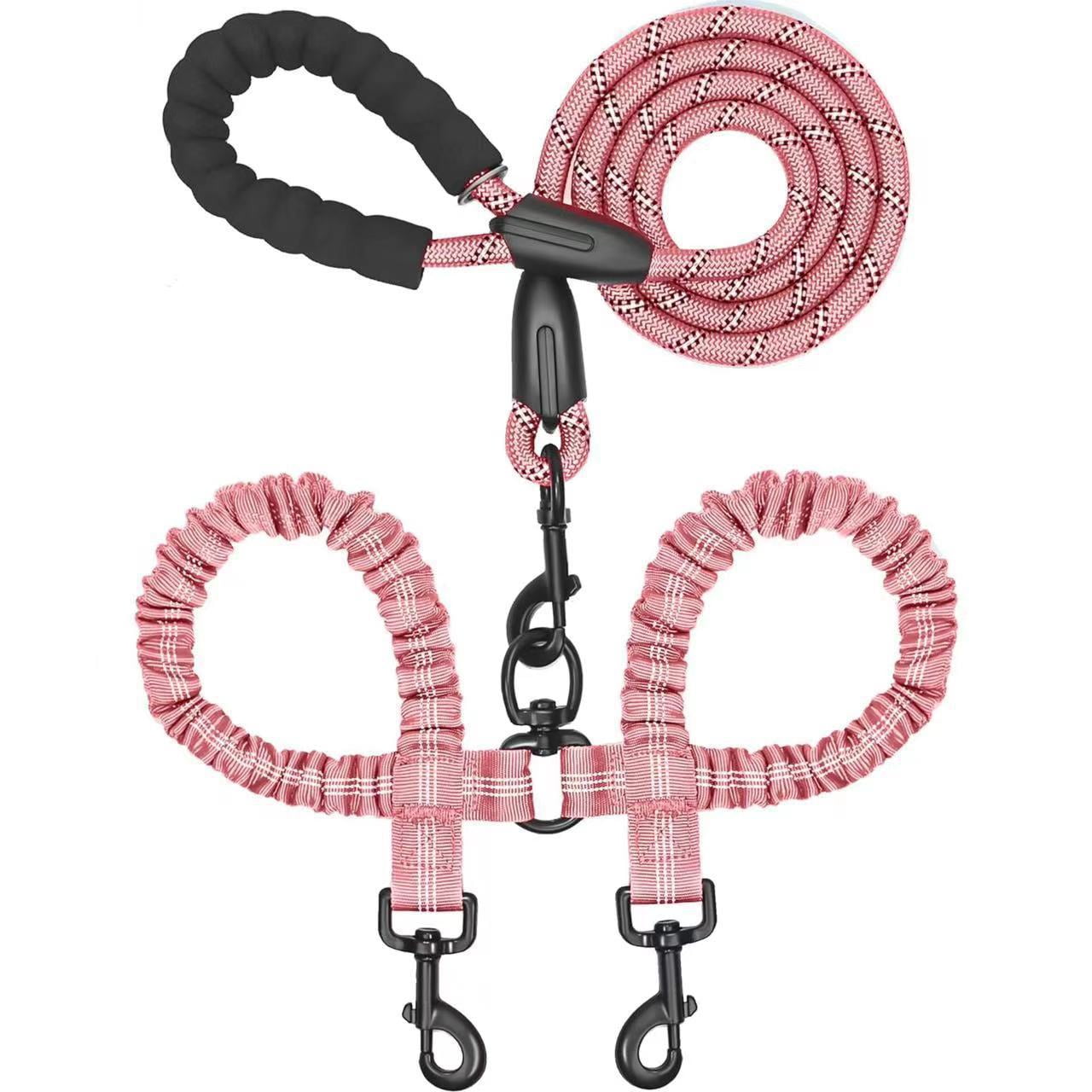 Dual Dog Leash - 360° Swivel, No Tangle Walking Leash with Shock Absorbing Bungee for Two Dogs