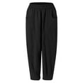 thumbnail image 3 of GORHGORH Women Solid Color Elastic Waist Cotton Linen Casual Harem Pant, 3 of 4