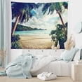 thumbnail image 5 of Beach Tapestry, Summer Beach Vintage Style Tropical Sunset Picture Print, Fabric Wall Hanging Decor for Bedroom Living Room Dorm, 5 Sizes, Dark Green Sand Brown, by Ambesonne, 5 of 9