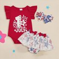 thumbnail image 2 of Newborn Girl Outfits Strawberry Ribbed Baby Summer Clothes Romper Bow Ruffle Shorts Skirt Headband Toddler Girl Outfits Red 3-6 Months, 2 of 5