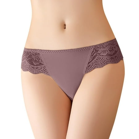 

ZMHEGW Underwear Women Ladies Comfort Thong Ice Silk Seamless Low Waist T Pants Women s Crotchless Panties