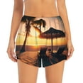 thumbnail image 2 of Gukieu Hawaiian Sunset Beach Print Women's Sports Shorts with Drawstring Elastic Waistband for Running, Yoga, Fitness-X-Large, 2 of 7