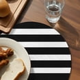 thumbnail image 3 of Black Striped Round 15 Inch Placemats Set of 6, Modern Simple Monochrome Geometric White HeatResistant Non Slip Place Mats for Dining Table, Wipeable Braided Kitchen Table Mats for Housewarming, 3 of 9