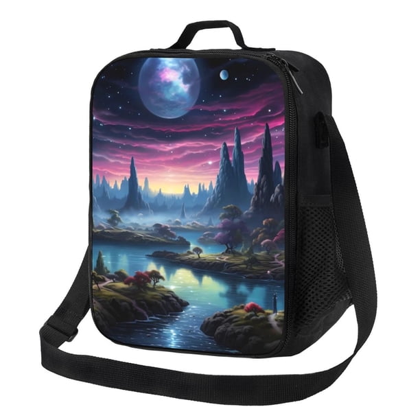Balery Fantasy Landscape Starry Night Caja de Almuerzo y Bolsa de Almuerzo para Hombres y Mujeres, Bolsa de Almuerzo Reutilizable con Gran Capacidad, Bolsa de Almuerzo Aislada