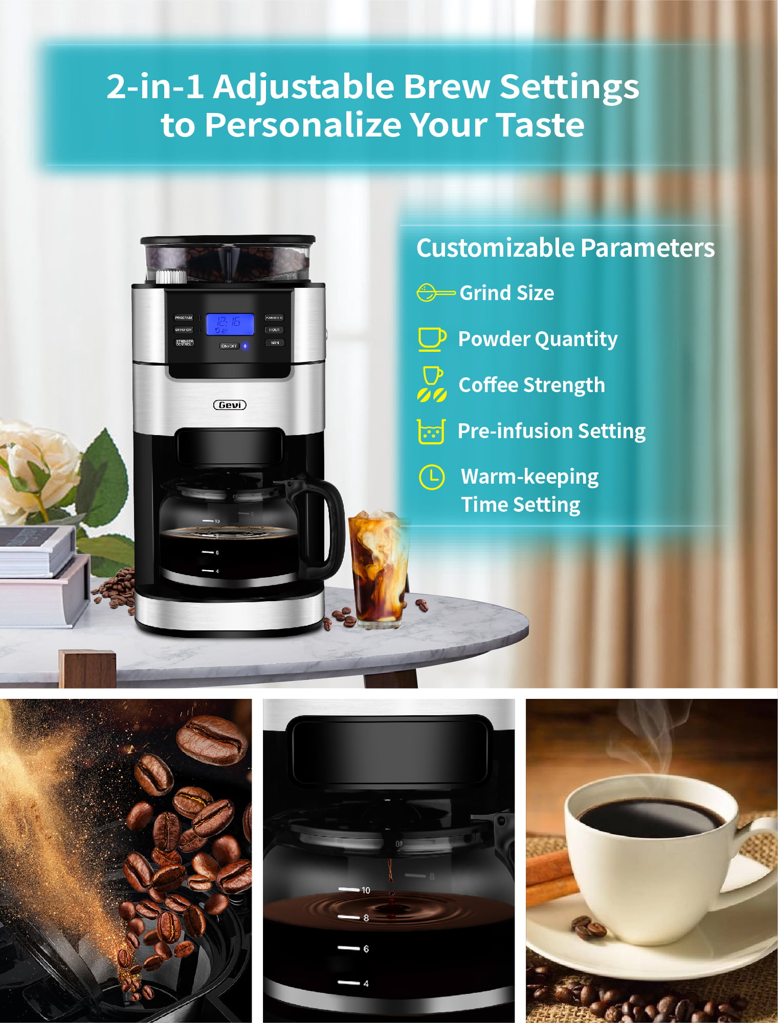 Gevi 5 Cups Small Coffee Maker, Compact Coffee Machine with Reusable  Filter, Warming Plate and Coffee Pot for Home and Office
