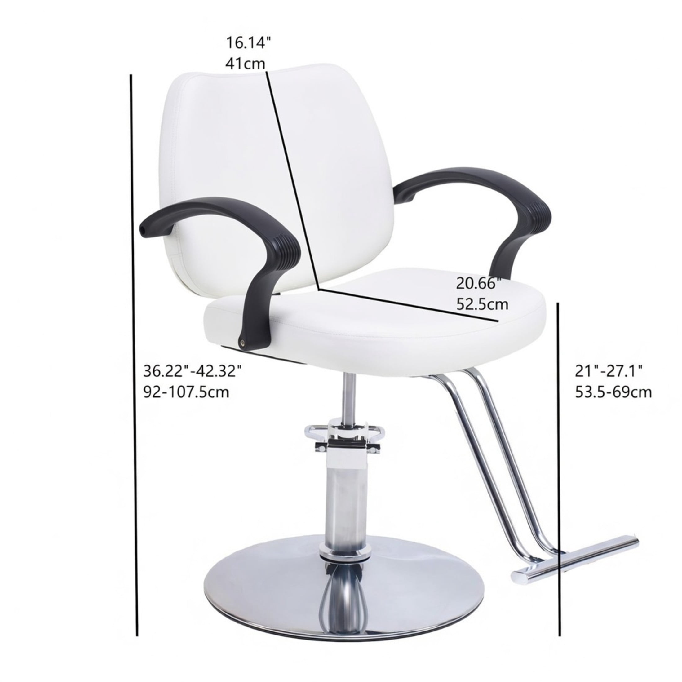 Noble House Hydraulic Barber Styling Chair, Adjustable Height, PU Upholstery, White + Chrome
