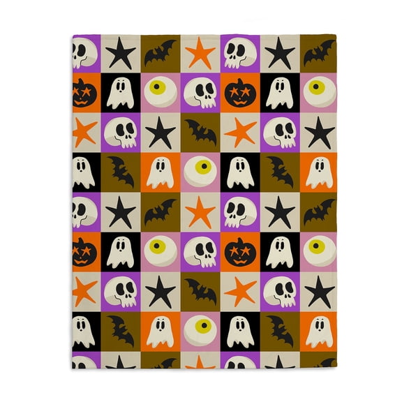 Personalization Mall Halloween Checkered Fleece Blanket, 50x60
