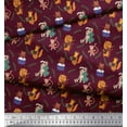 thumbnail image 2 of Soimoi polyester Crepe Fabric Leaves,Musical Instruments & Animals Kids Fabric Prints By Yard 52 Inch Wide, 2 of 3