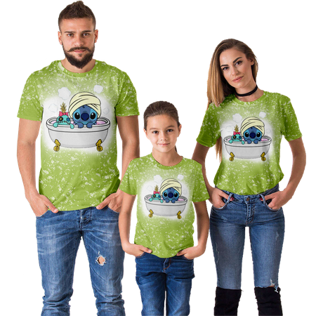 

Fnyko Cartoon T Shirt for Family Lilo & Stitch Print Casual Shortsleeve O-Neck Summer T Shirt for Adult Kids