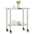 thumbnail image 2 of vidaXL Kitchen Work Table with Wheels 82.5x55x85 cm Stainless Steel, 2 of 5