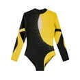 thumbnail image 3 of Zaldita Kids Girls Gymnastics Leotard Long Sleeve Shiny Rhinestone Dance Bodysuit One Piece Athletic Yellow 14, 3 of 5