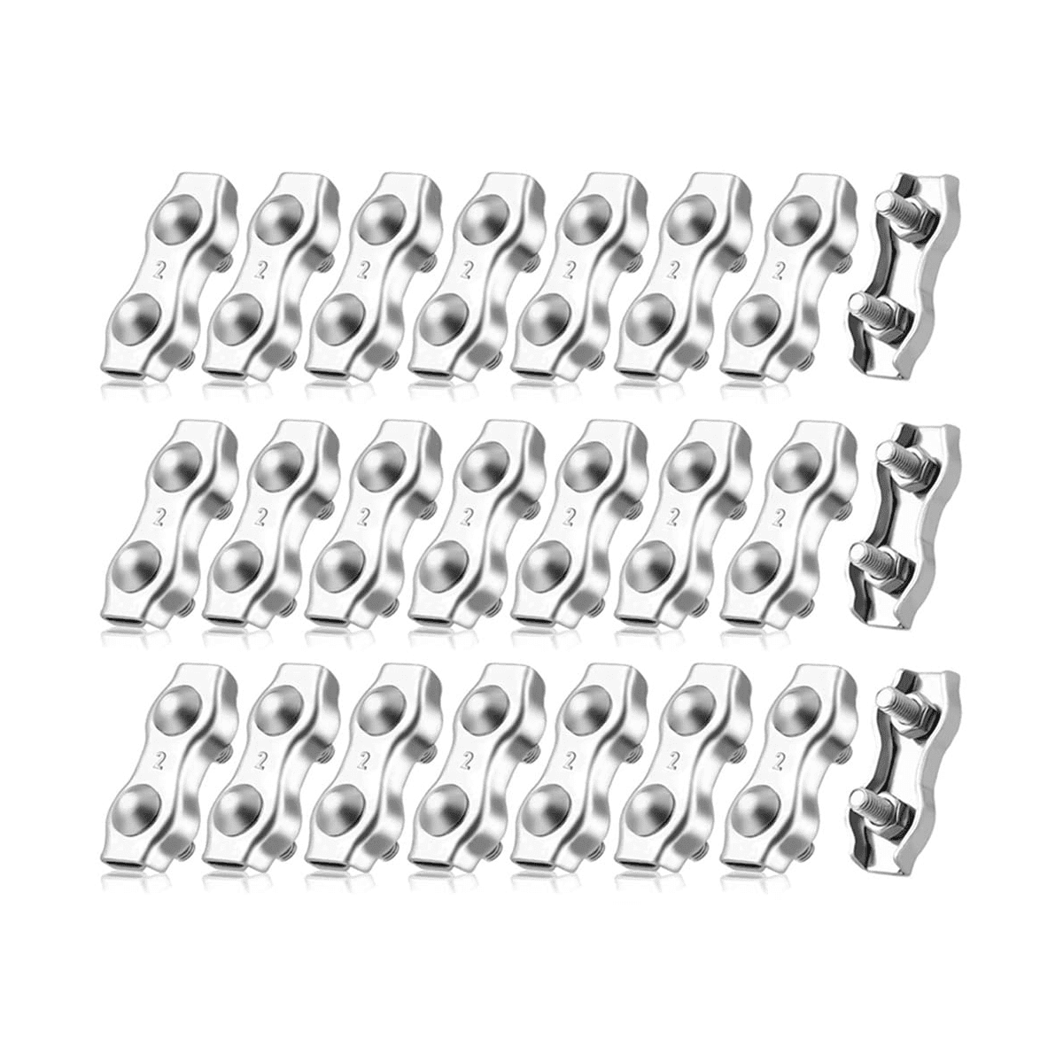 Pack of 20 Duplex Clamp M2 Rope Clamp Wire Rope Clamp Wire Rope Clamp