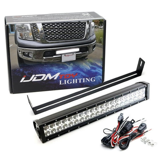 Lower Grille 20-Inch LED Light Bar For 2017-up Nissan Titan & Titan XD, Incl (1) 120W High Power LED Lightbar, Lower Bumper Opening Mounting Brackets & On/Off Switch Wiring Kit