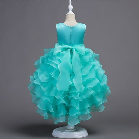 

PEASKJP Sun Dresses Girls Summer Casual Children Girls Summer Bowknot Chiffon Floal Floral Short Sleeve Elegent Dress Solid Girls Dress Green 6-7 Years