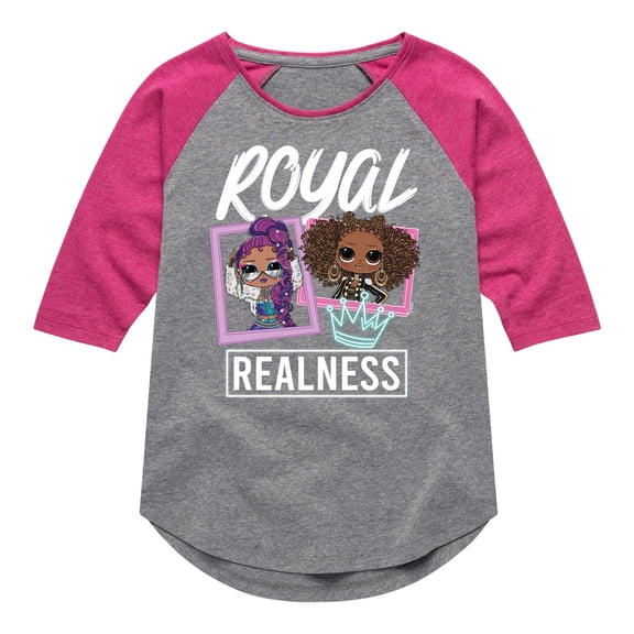 LOL OMG! Fashion Dolls - Royal Realness - Toddler & Youth Girls Raglan Graphic T-Shirt