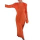 thumbnail image 2 of VISgogo Vestido Largo Plisado para Mujer, Adultos Slim-fit Color Sólido Cuello Redondo Manga Larga Una Pieza VISgogo moda, 2 of 6