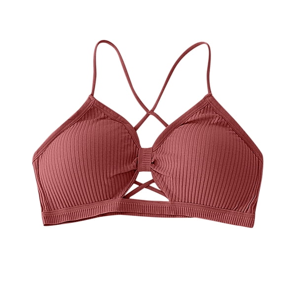 Bigersell Soft Bra Womens Fashion Hollow Out Casual Show Thin Yoga Underwear Vest Big & Tall Size Sports Bra for Female, Style 1153, Red
