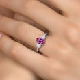 thumbnail image 4 of Gem Stone King 2.15 Ct Oval Pink Created Sapphire Sky Blue Aquamarine 925 Sterling Silver Ring (Size 9), 4 of 6