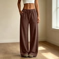 thumbnail image 2 of ZHOGXU Casual Wide Leg Drawstring Pants Womens With Elastic Waist Loose Straight Trousers Solid Color Sport Sweatpants Classic Style, 2 of 7