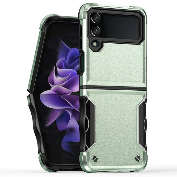 Feishell Compatible with Samsung Galaxy Z Flip4 Case, Heavy Duty Shockproof Drop Protective Dustproof Full Body Rugged 3-Layer Military Tough Durable Cover for Samsung Galaxy Z Flip4, Green