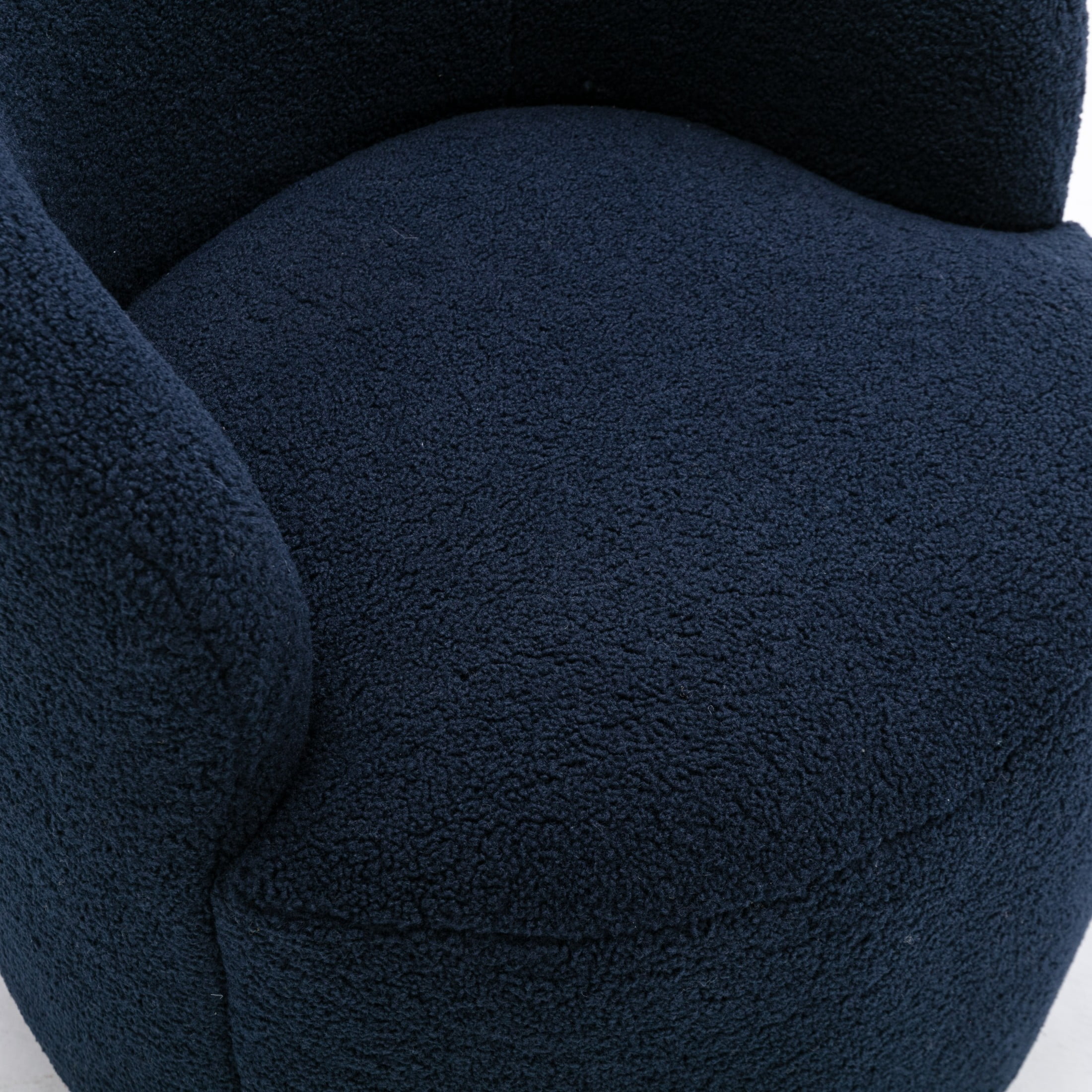 Noble House Arissa 26" Teddy Ergonomic Barrel Armchair, Swivel Reading Chair with Metal Base for Living Room, Dark Blue