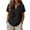 Black, variant on Women's Boho Linen Blouse Top Henley Neck Short Sleeve Baggy Tunic Casual Daily Outdoor Weekend Shopping Soft Shirt