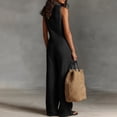 thumbnail image 4 of Sleeveless Stand Collar Wide Leg Jumpsuit for Women Casual Holiday Party Romper Summer Color Casual Fashionable Pocket Jumpsuit Outfit, 4 of 5
