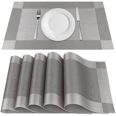 

PEACNNG Set of 6 Place Mats Non-Slip Washable PVC Tear-Resistant Heat Resistant Placemats for Home Restaurant Dining Table