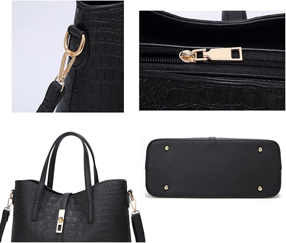 PIKADINGNIS Shoulder Bag for Women PU Bright Crescent Bag Small Crocodile  Bag with Adjustable Strap