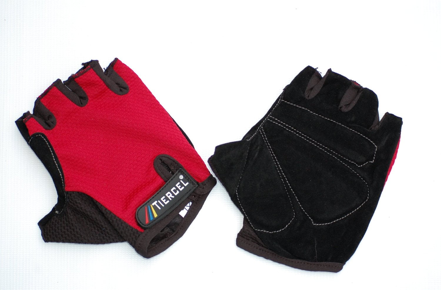 Fingerless Cycling Gloves Red Large