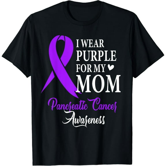 I Wear Purple for My Mom Gift Pancreatic Cancer Awareness T-Shirt