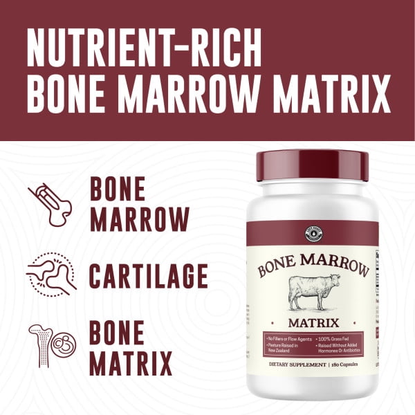 Left Coast Performance Bovine Bone Marrow Supplement - 100% Grass Fed and Pasture Raised in New Zealand- Supports Collagen, Joint, Bone & Immune Health- 180 Capsules