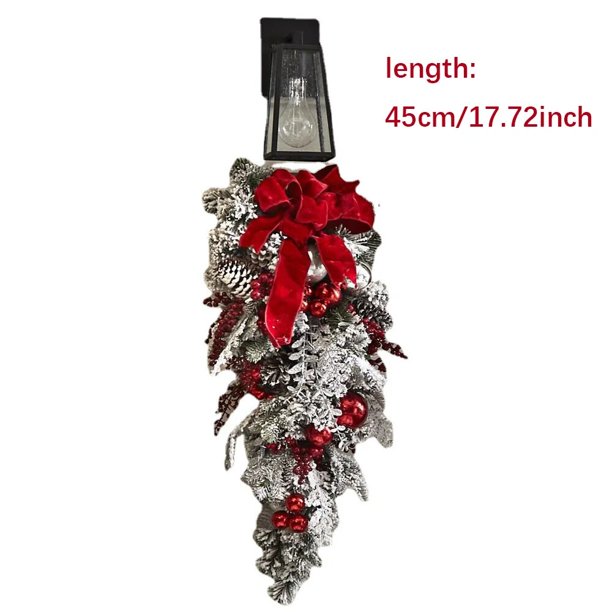 Corona de Navidad para puerta Delantera, adornos de bola roja para puerta, ventana, manto, decoración navideña para interiores y exteriores