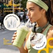 Fit Meal Prep 16oz Cold Coffee Clear Plastic Boba Cups with Dome Lids,100 Pack Disposable Dome Lid Cups for Iced Coffee,Smoothies,Parfaits & Desserts