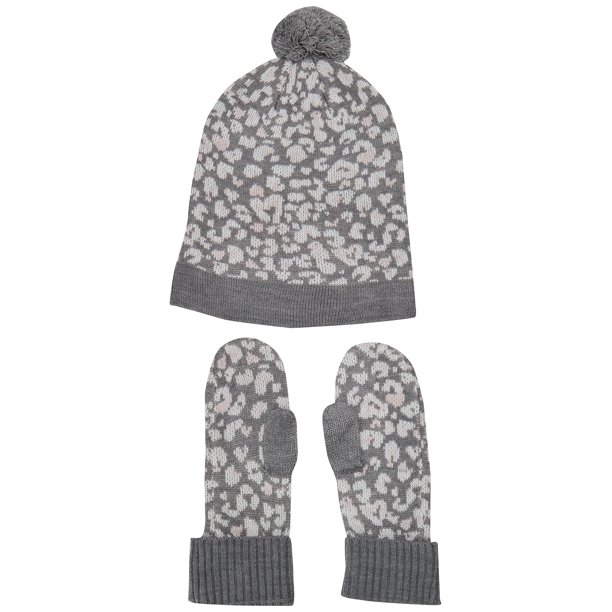 Set de gorro y guantes Tommy Hilfiger para niñas, gris jaspeado claro