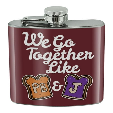 Peanut Butter and Jelly Together PB&J Best Friends Stainless Steel 5oz Hip Drink Kidney