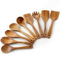 thumbnail image 6 of Natural Teak Wood Kitchen Utensils Set, 9 Piece Thickened Wooden Spoons and Spatula for Cooking, Non-Stick Heat Resistant Cookware, Brown, 6 of 10