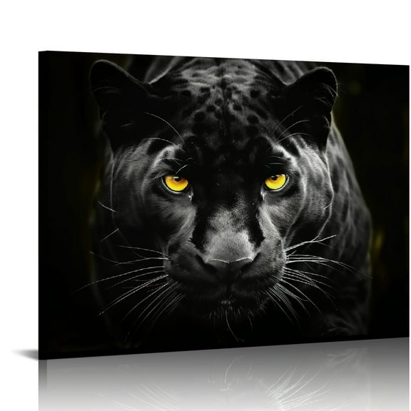 COMIO  Black Panther Canvas Wall Art Black and White Animal Painting Wildlife Animal Pictures Poster Print Modern Leopard Artwork for Living Room Bedroom Kitchen Office Decor