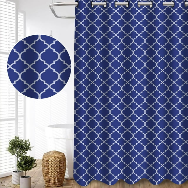 Canadian Linen Rideaux de Douche Sans Crochets, 72"x72 Pouces, Rideaux de Douche pour Baignoire en Polyester Résistant à la Moisissure et à l'Eau, Lavables, pour Salle de Bain, Treillis Bleu