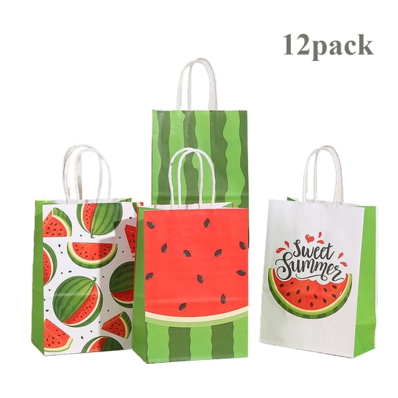 Watermelon Party Favor Bags 12pack Gift Bags for Baby Shower/Birthday/Pool Party in Summer (8.26×5.9×3.15in)