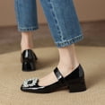 thumbnail image 4 of YOWMNS Women's Rhinestone Chunky Low Heel Mary Janes - Fashion Square Toe, Slip-On Pumps, 4 of 5