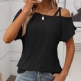 thumbnail image 5 of Babysbule Women's Shirts Fashion Womens Sequins Off The Shoulder V-Neck Short Sleeve Tops Blouses, 5 of 7