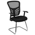 thumbnail image 2 of Emma + Oliver Black Mesh Side Reception Chair with Chrome Sled Base - Conference Room Chair, 2 of 14