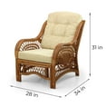 thumbnail image 2 of SK New Interiors Malibu Lounge Armchair ECO Natural Rattan Wicker Handmade Design with Cream Cushion, Colonial, 2 of 5