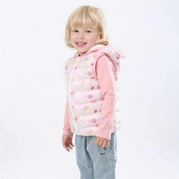 URMAGIC Baby Toddler Hooded Vest Winter Warm Puffer Sleeveless Jacket Waistcoats 3-4 Years