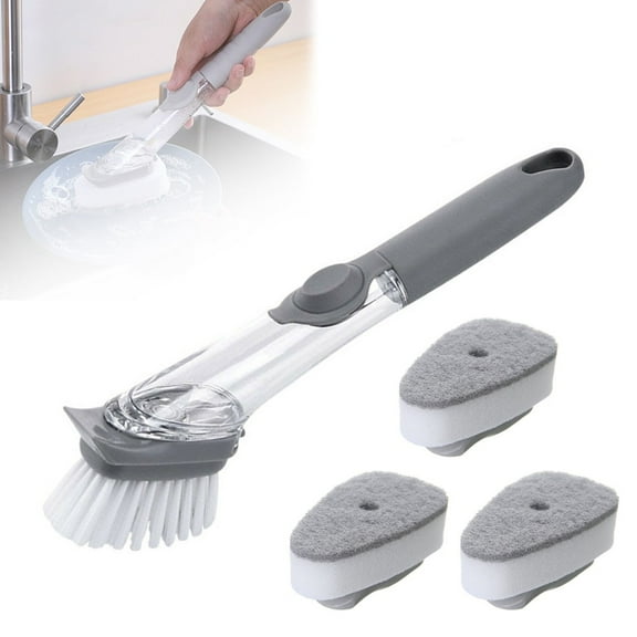 Ruibeauty Kitchen Long Handle Cleaning Brush Dish Bowl Washing Sponge Liquid Dispenser
