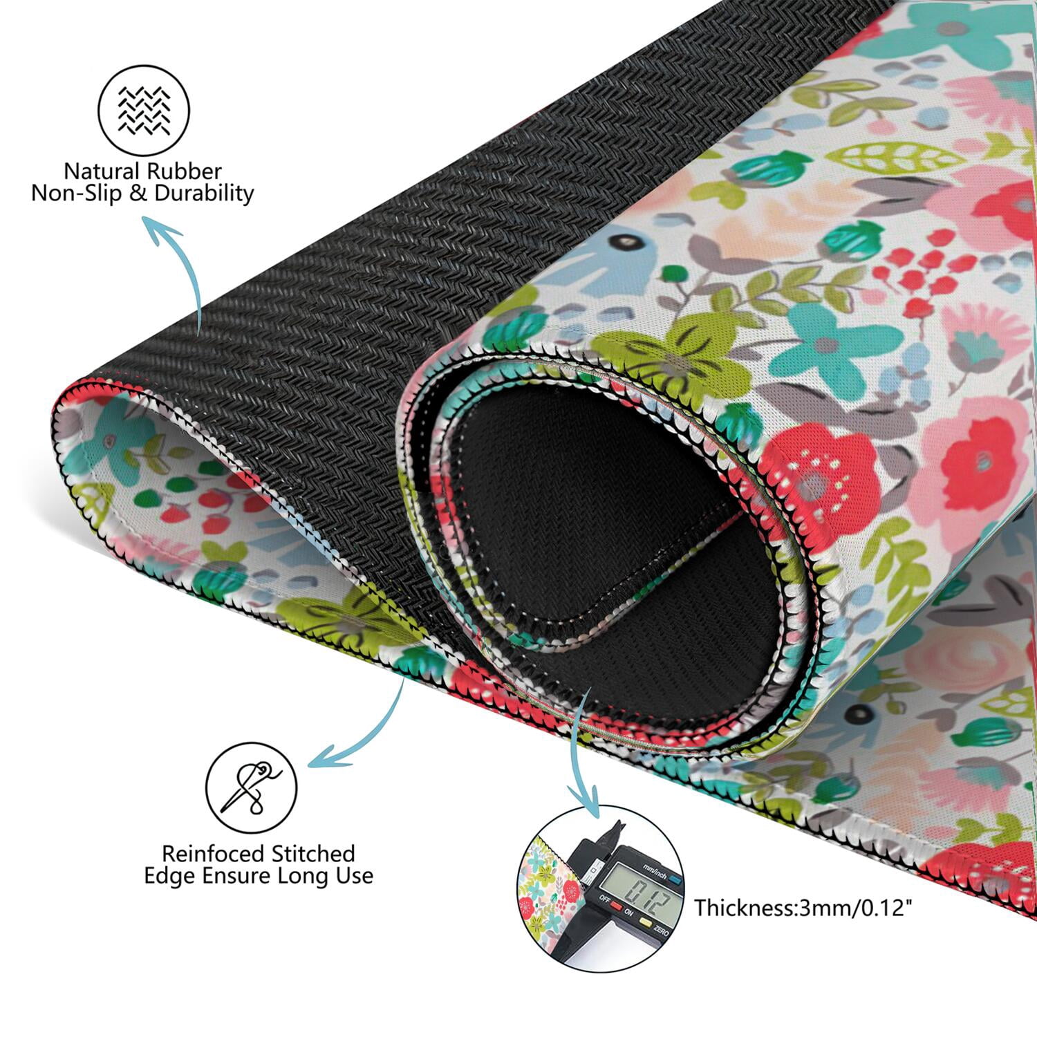 Extra Large Floral Rubber Mahjong Playing Mat, 31.5x31.5 Inch Anti-Skid Bottom Provides Stability and Noise Dampening for Tiles, Cards and Board Games