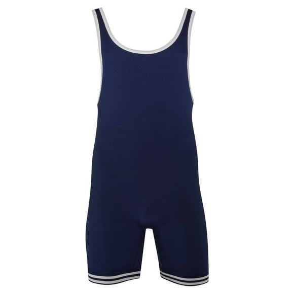 MATMAN #83 Adult Double Knit Nylon Singlet, Color: Navy/White, Size: M (83-NAV/WHT-M)