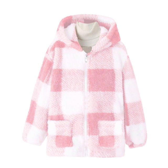 Manteau Fille Mode Veste Décontractée Manches Longues à Capuche Imprimé Vêtements d'Hiver Parkas Roses 8T